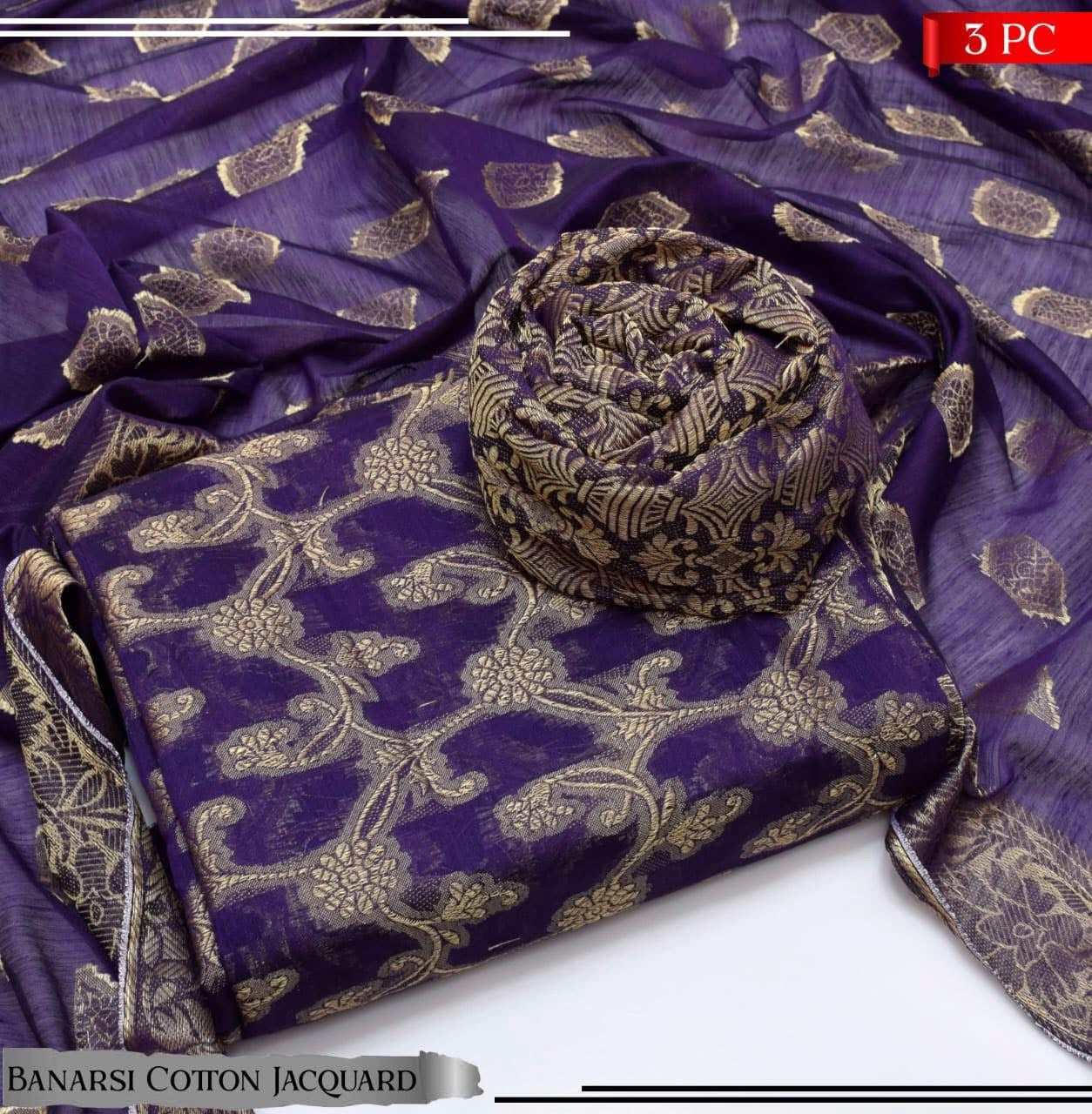 Banarsi Cotton Jacquard 3pc D#112
